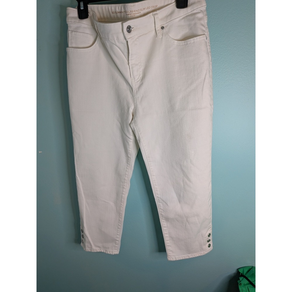 Chicos So‎ Slimming Girlfriend Slim Leg Crop Jeans White Petite 1.5P US 10P
